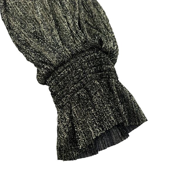 VINCE‎ CAMUTO NWT Women's 2X Gold Black Shiny Flouncy Balloon Sleeve Blouse Top - Picture 4 of 11